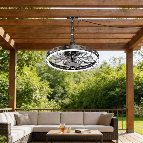 20 Inch Outdoor Ceiling Fan with Light IP65 Plug In 3CCT Dimmable 6 Speed Patio Pergola beanhugged