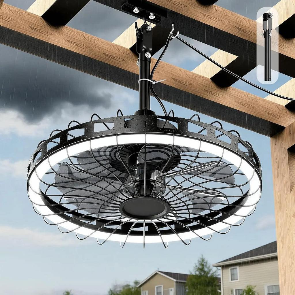 20 Inch Outdoor Ceiling Fan with Light IP65 Plug In 3CCT Dimmable 6 Speed Patio Pergola beanhugged