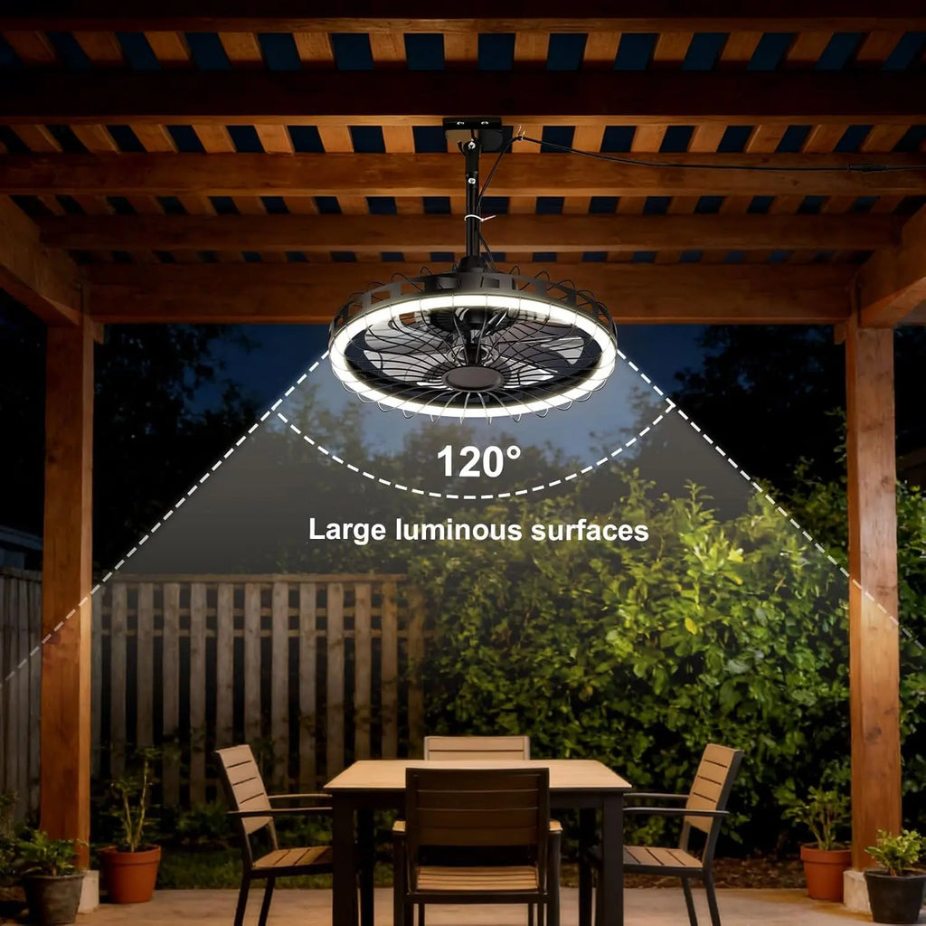 20 Inch Outdoor Ceiling Fan with Light IP65 Plug In 3CCT Dimmable 6 Speed Patio Pergola beanhugged