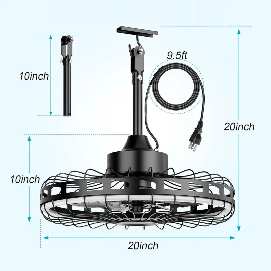 20 Inch Outdoor Ceiling Fan with Light IP65 Plug In 3CCT Dimmable 6 Speed Patio Pergola beanhugged