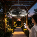 16 Inch Portable Outdoor Ceiling Fan with Light Plug In 3CCT Adjustable Black Patio Fan beanhugged