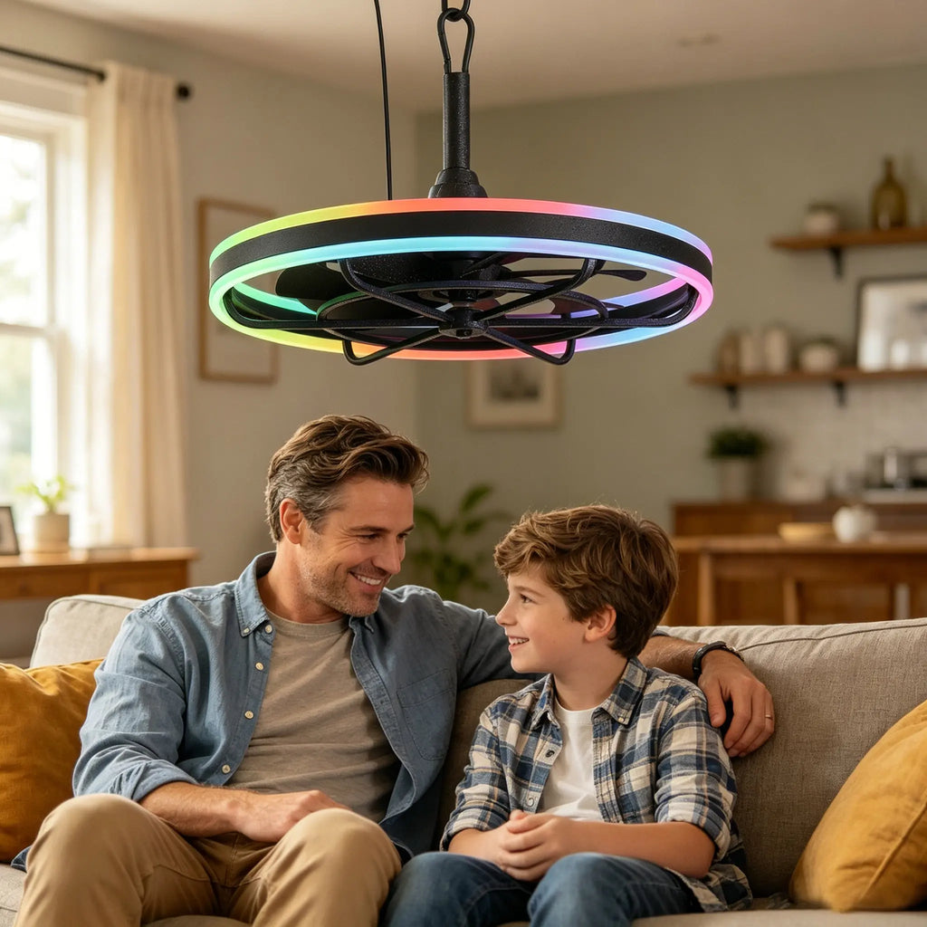 20 Inch Outdoor Ceiling Fan with Light IP65 Plug In 3CCT Dimmable 6 Speed Hanging Hook beanhugged